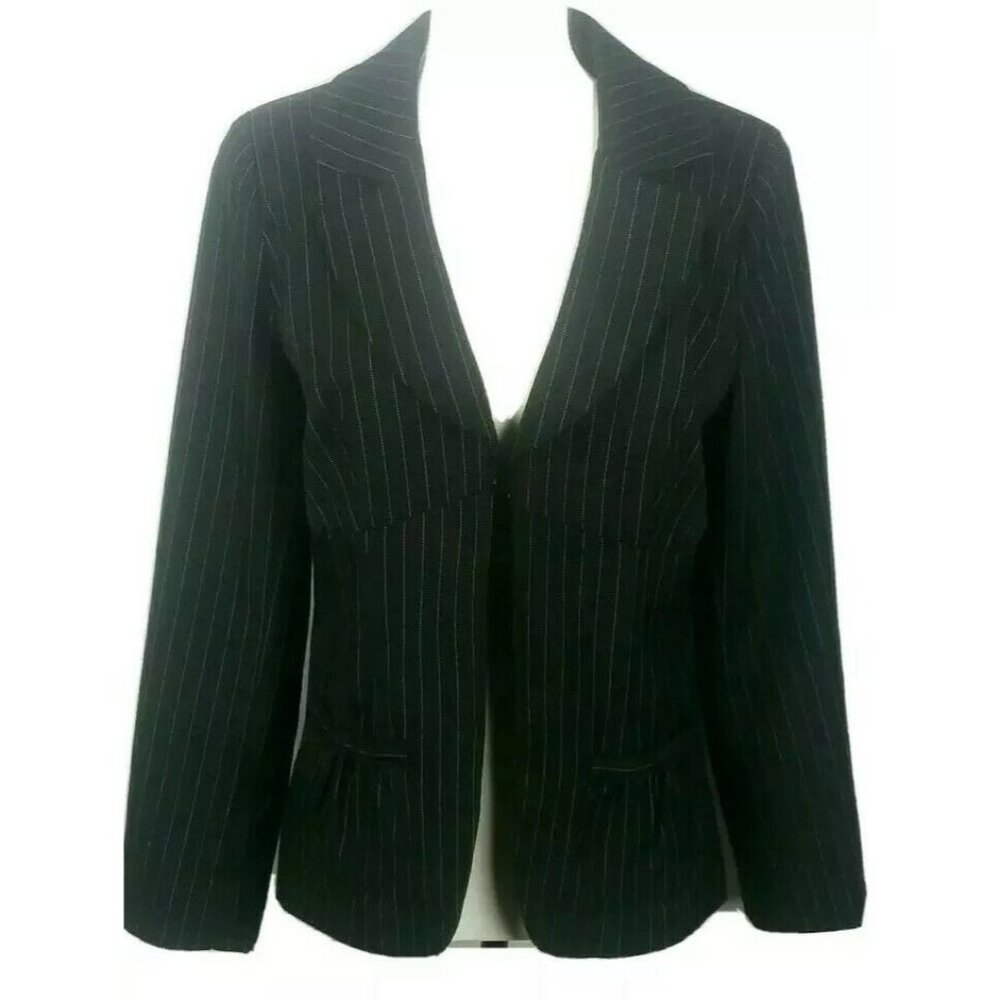 Canyon River Blues Black Blazer Jacket Sz Medium Pinstripe